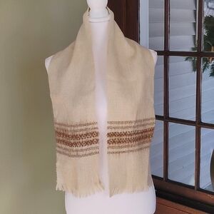 Icelandic 100% Wool Scarf Handwoven Natural Colors Unique 50" Length